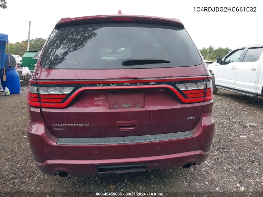 1C4RDJDG2HC661032 2017 Dodge Durango Gt Awd