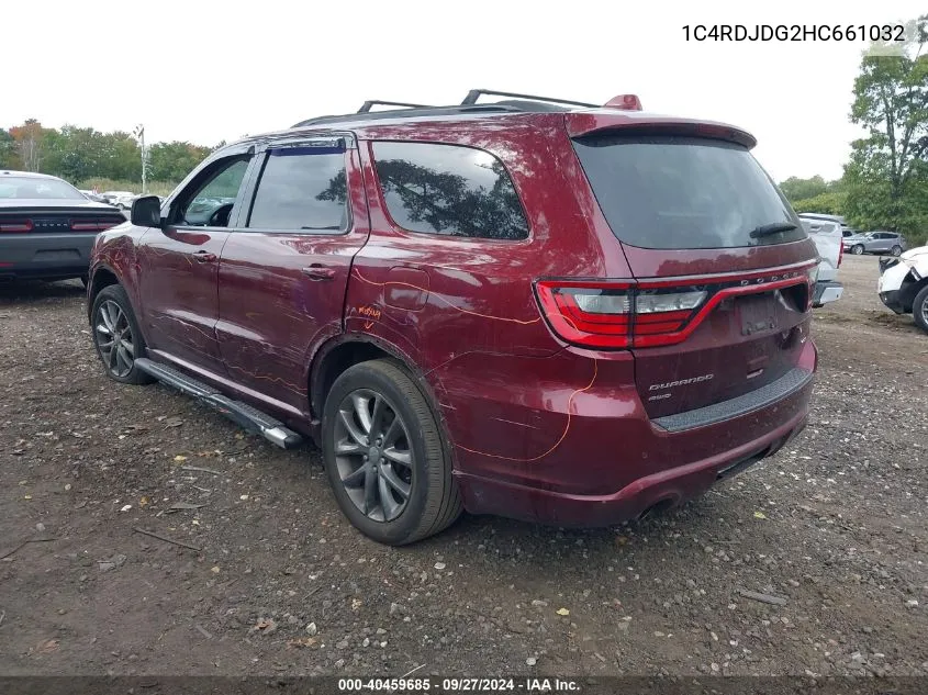 1C4RDJDG2HC661032 2017 Dodge Durango Gt Awd