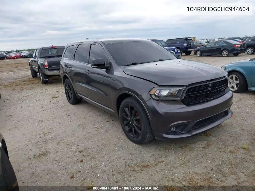 2017 Dodge Durango Gt VIN: 1C4RDHDG0HC944604 Lot: 40476481