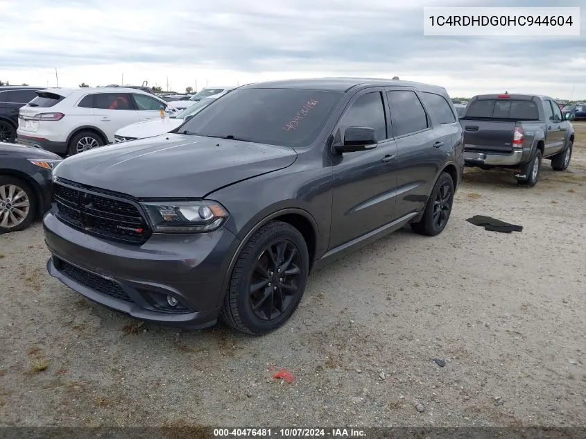 2017 Dodge Durango Gt VIN: 1C4RDHDG0HC944604 Lot: 40476481