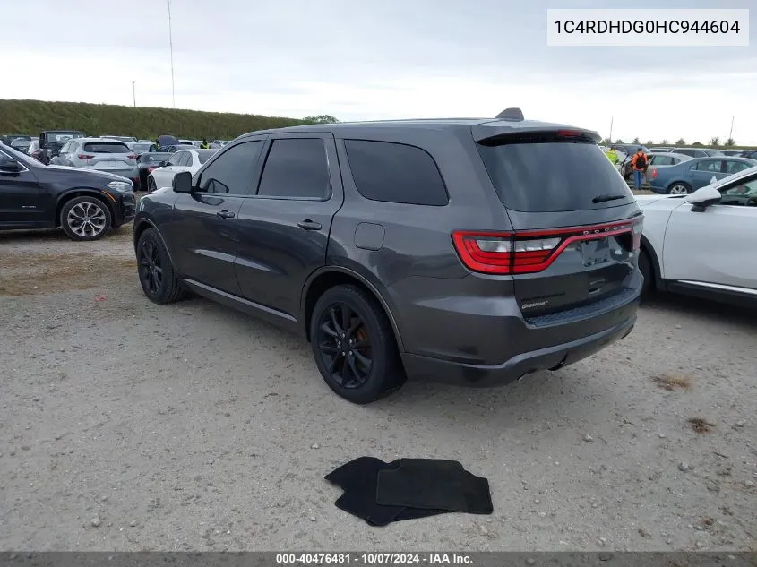 2017 Dodge Durango Gt VIN: 1C4RDHDG0HC944604 Lot: 40476481