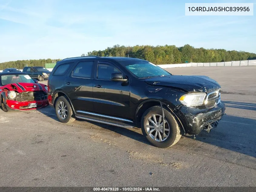 2017 Dodge Durango Sxt Awd VIN: 1C4RDJAG5HC839956 Lot: 40479328