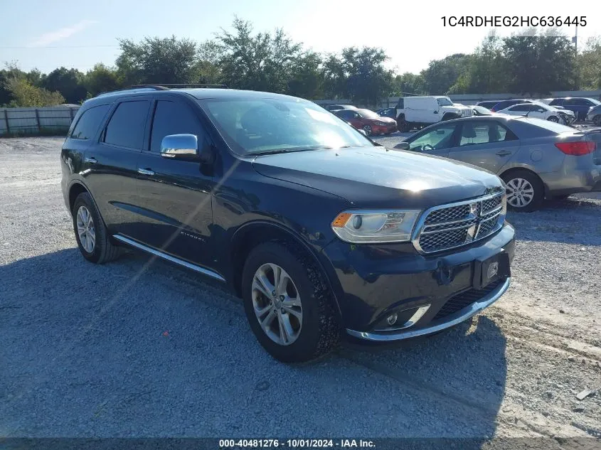 2017 Dodge Durango Citadel VIN: 1C4RDHEG2HC636445 Lot: 40481276