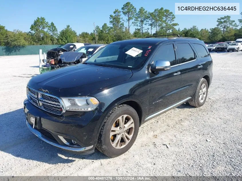 2017 Dodge Durango Citadel VIN: 1C4RDHEG2HC636445 Lot: 40481276