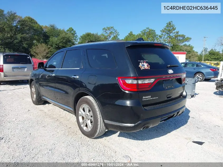 1C4RDHEG2HC636445 2017 Dodge Durango Citadel