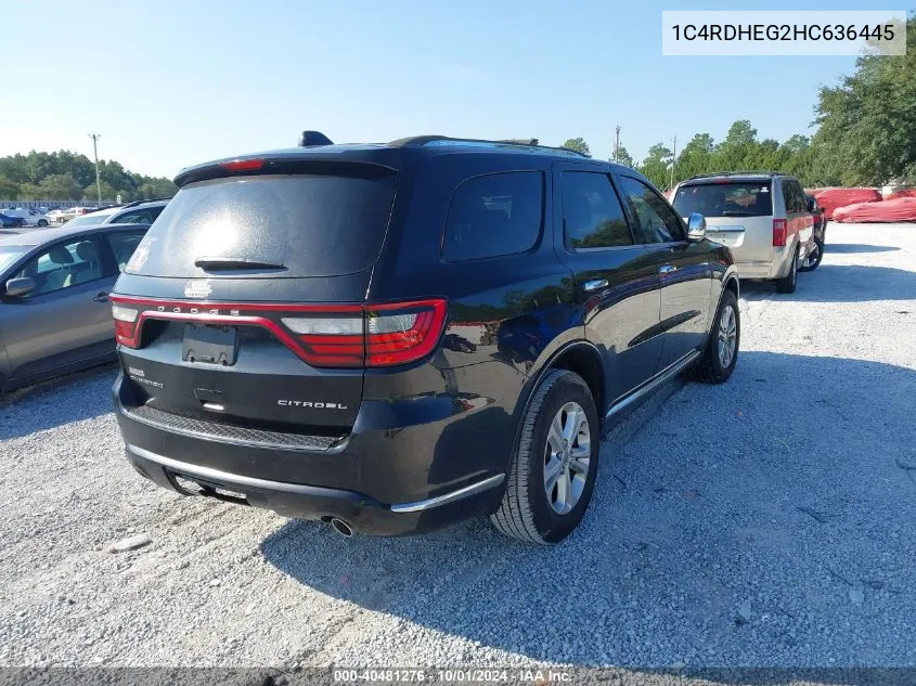 1C4RDHEG2HC636445 2017 Dodge Durango Citadel