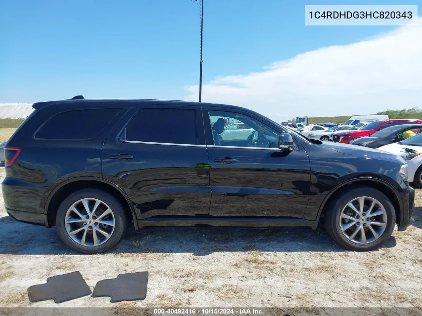 2017 Dodge Durango Gt Rwd VIN: 1C4RDHDG3HC820343 Lot: 40492416