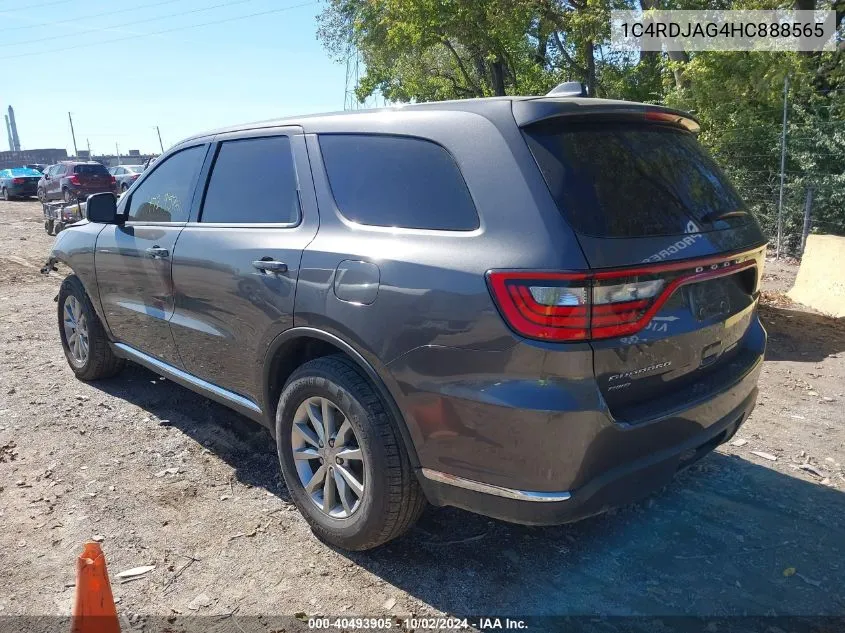 2017 Dodge Durango Sxt Awd VIN: 1C4RDJAG4HC888565 Lot: 40493905