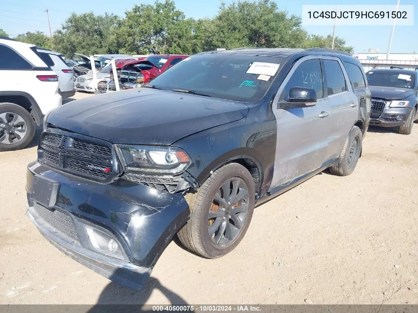 2017 Dodge Durango R/T Awd VIN: 1C4SDJCT9HC691502 Lot: 40500075