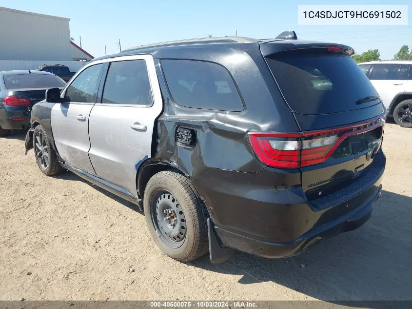 2017 Dodge Durango R/T Awd VIN: 1C4SDJCT9HC691502 Lot: 40500075