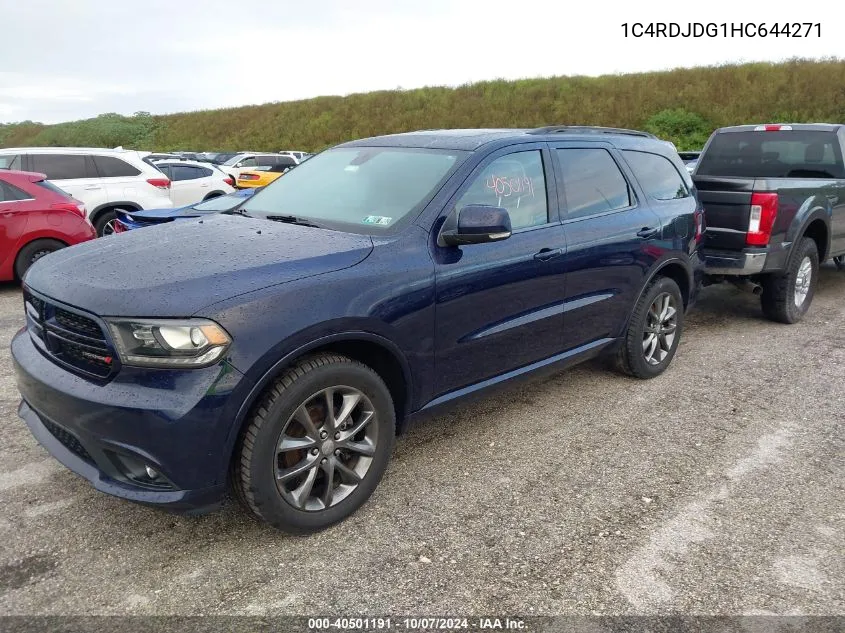 2017 Dodge Durango Gt Awd VIN: 1C4RDJDG1HC644271 Lot: 40501191