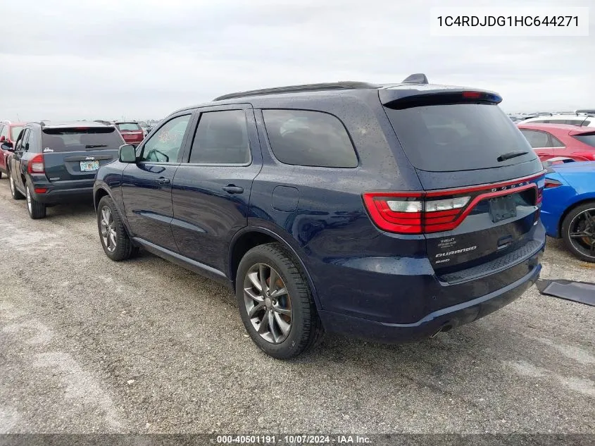 2017 Dodge Durango Gt Awd VIN: 1C4RDJDG1HC644271 Lot: 40501191