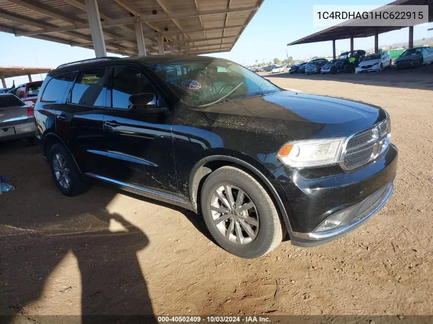 2017 Dodge Durango Sxt Rwd VIN: 1C4RDHAG1HC622915 Lot: 40502409