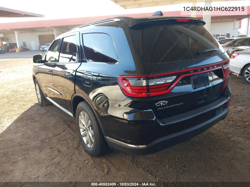 1C4RDHAG1HC622915 2017 Dodge Durango Sxt Rwd