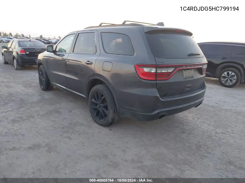 1C4RDJDG5HC799194 2017 Dodge Durango Gt