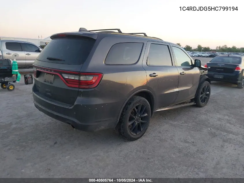 1C4RDJDG5HC799194 2017 Dodge Durango Gt