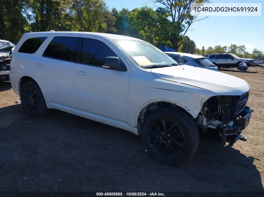 2017 Dodge Durango Gt Awd VIN: 1C4RDJDG2HC691924 Lot: 40508985