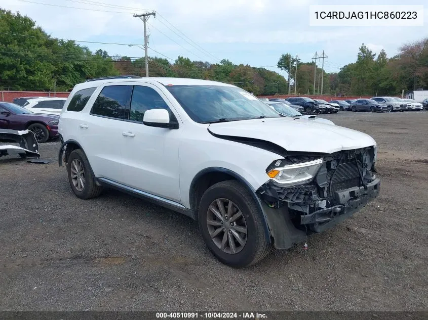 2017 Dodge Durango Sxt Awd VIN: 1C4RDJAG1HC860223 Lot: 40510991