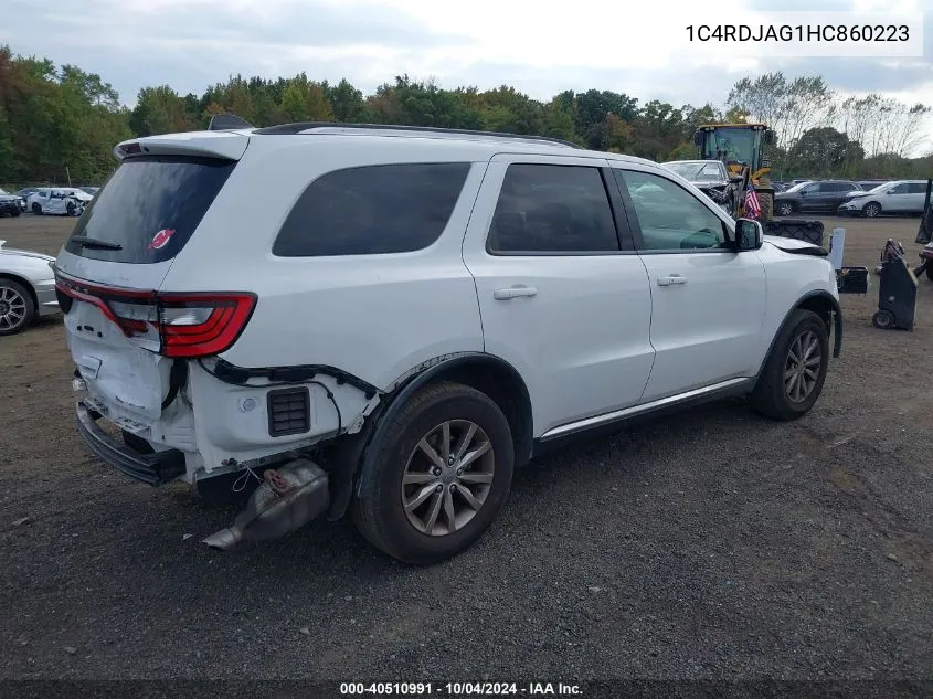 2017 Dodge Durango Sxt Awd VIN: 1C4RDJAG1HC860223 Lot: 40510991