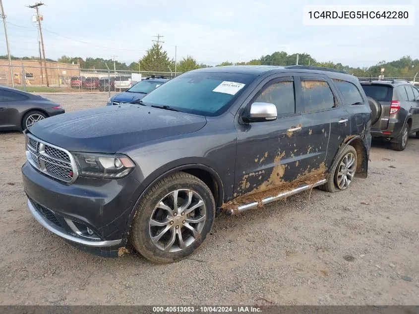 2017 Dodge Durango Citadel Anodized Platinum Awd VIN: 1C4RDJEG5HC642280 Lot: 40513053