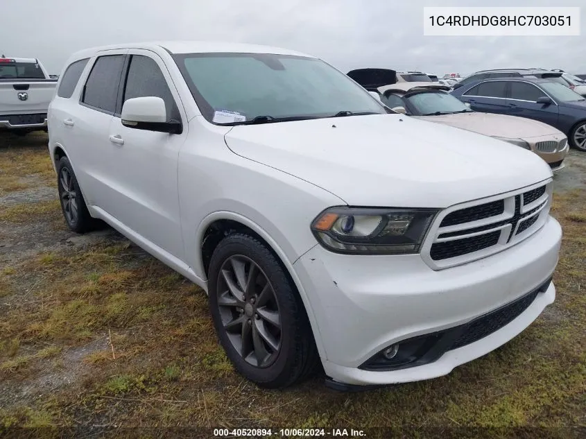 2017 Dodge Durango Gt VIN: 1C4RDHDG8HC703051 Lot: 40520894