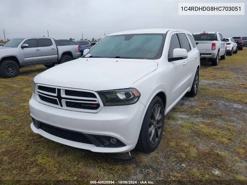 2017 Dodge Durango Gt VIN: 1C4RDHDG8HC703051 Lot: 40520894