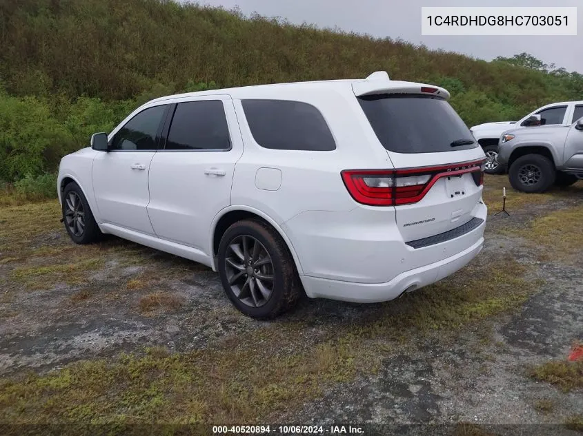 2017 Dodge Durango Gt VIN: 1C4RDHDG8HC703051 Lot: 40520894