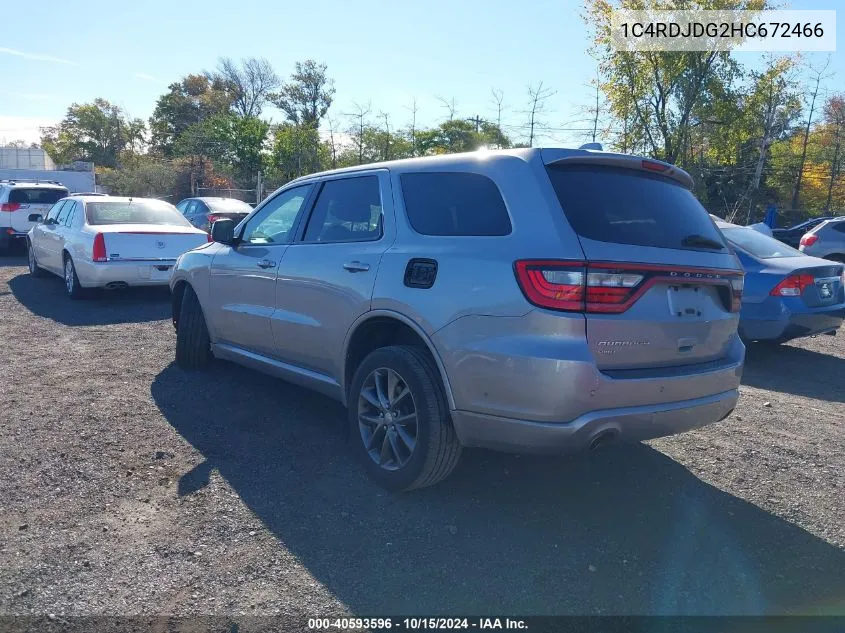 2017 Dodge Durango Gt Awd VIN: 1C4RDJDG2HC672466 Lot: 40593596