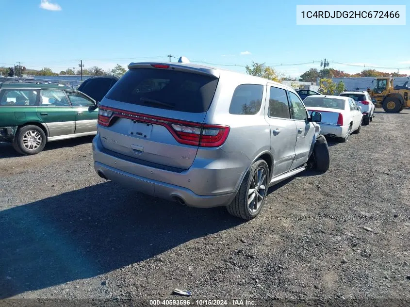 2017 Dodge Durango Gt Awd VIN: 1C4RDJDG2HC672466 Lot: 40593596