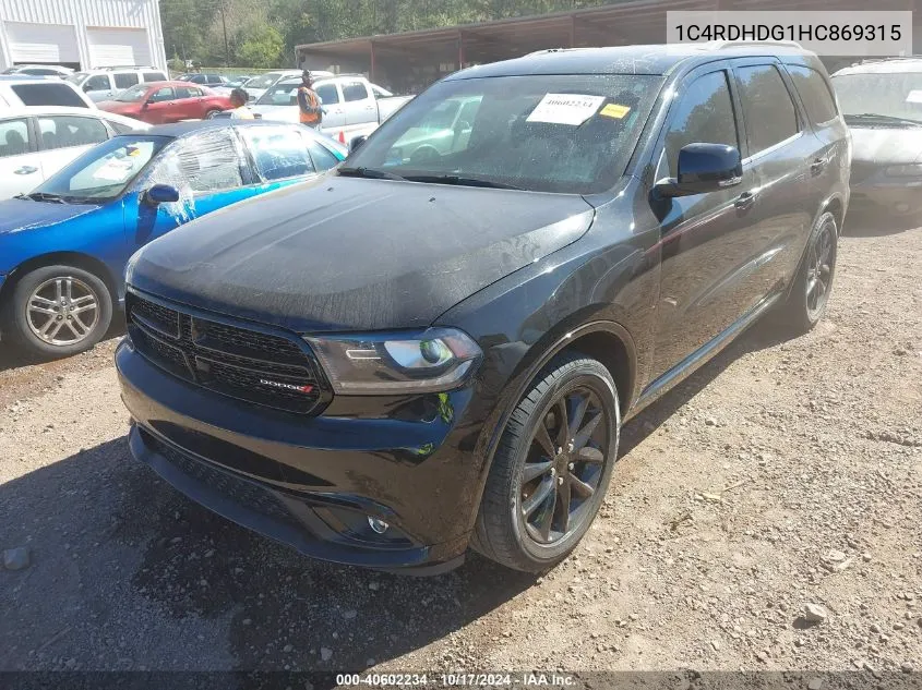 1C4RDHDG1HC869315 2017 Dodge Durango Gt Rwd