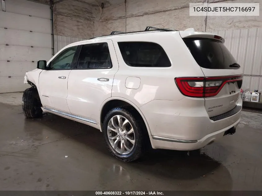 2017 Dodge Durango Citadel Awd VIN: 1C4SDJET5HC716697 Lot: 40608322