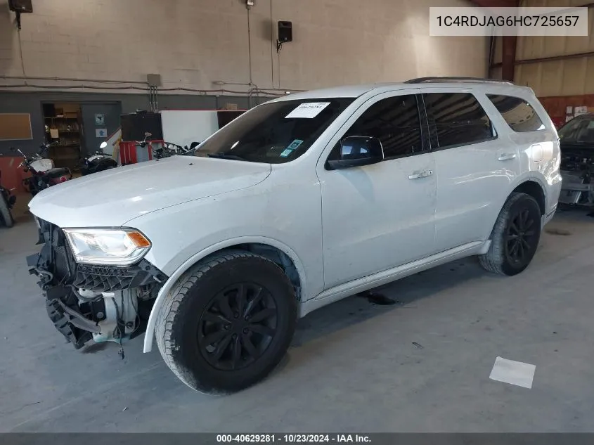 1C4RDJAG6HC725657 2017 Dodge Durango Sxt Awd