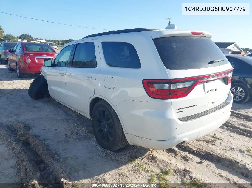 2017 Dodge Durango Gt Awd VIN: 1C4RDJDG5HC907779 Lot: 40668902