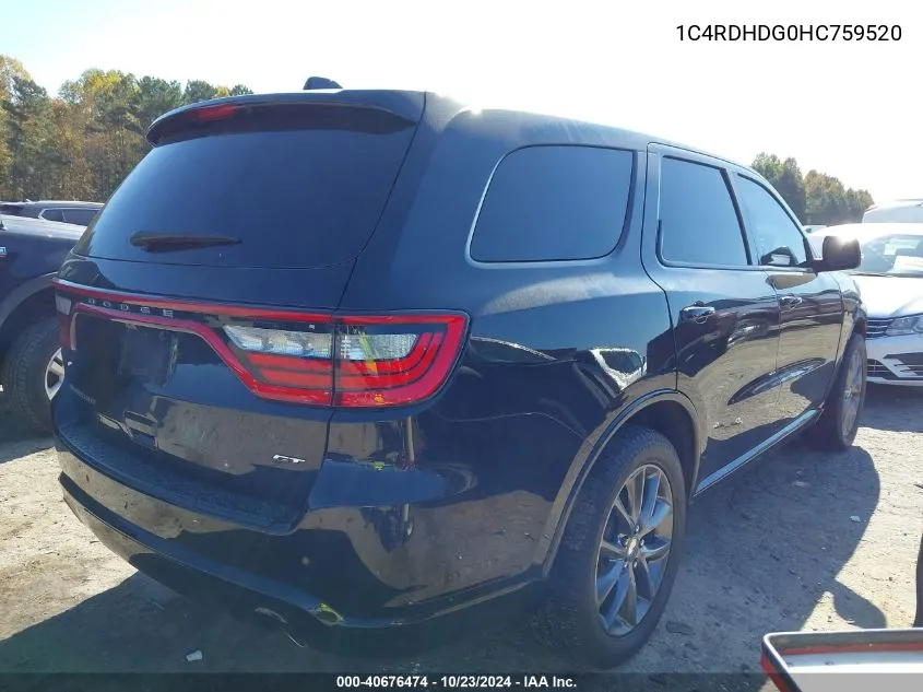 1C4RDHDG0HC759520 2017 Dodge Durango Gt Rwd