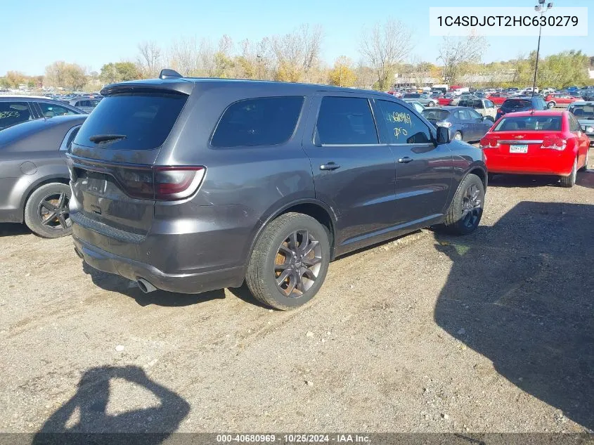 2017 Dodge Durango R/T Awd VIN: 1C4SDJCT2HC630279 Lot: 40680969