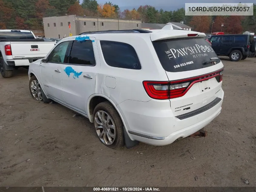 2017 Dodge Durango Citadel Awd VIN: 1C4RDJEG2HC675057 Lot: 40691821