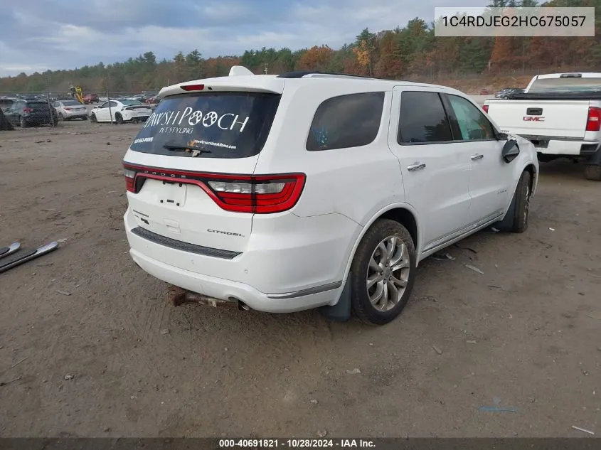 2017 Dodge Durango Citadel Awd VIN: 1C4RDJEG2HC675057 Lot: 40691821