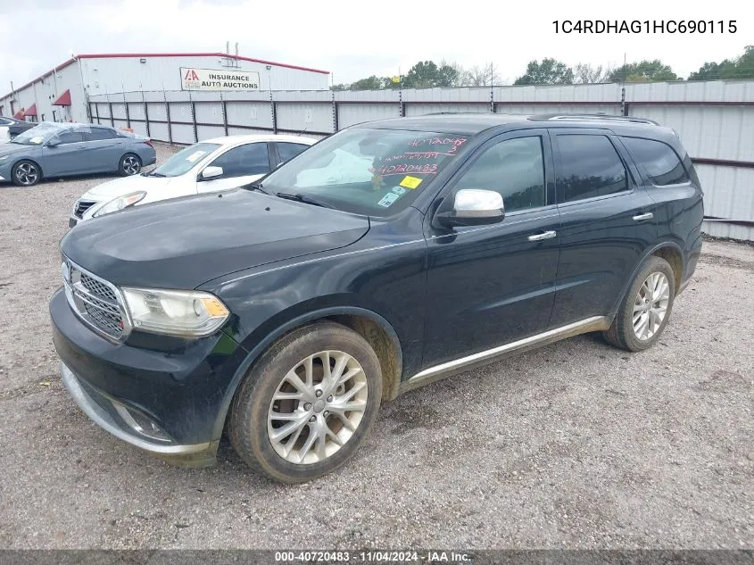 1C4RDHAG1HC690115 2017 Dodge Durango Sxt Rwd