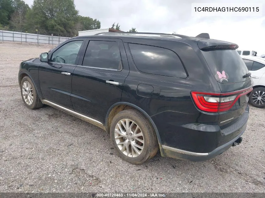 2017 Dodge Durango Sxt Rwd VIN: 1C4RDHAG1HC690115 Lot: 40720483