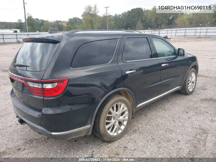 2017 Dodge Durango Sxt Rwd VIN: 1C4RDHAG1HC690115 Lot: 40720483