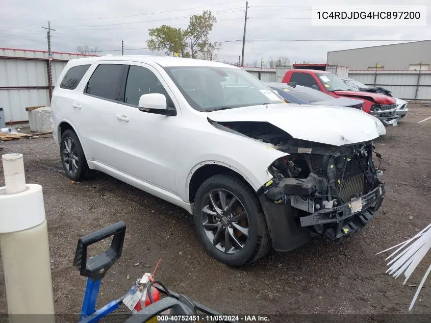 2017 Dodge Durango Gt Awd VIN: 1C4RDJDG4HC897200 Lot: 40752451