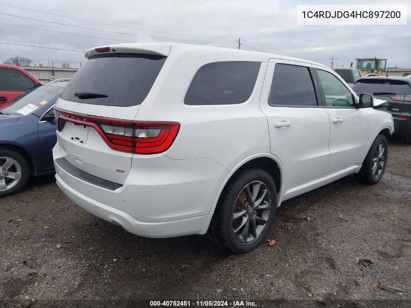 2017 Dodge Durango Gt Awd VIN: 1C4RDJDG4HC897200 Lot: 40752451