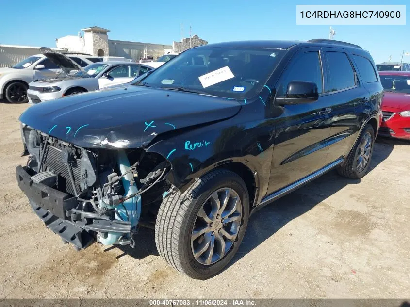 2017 Dodge Durango Sxt Rwd VIN: 1C4RDHAG8HC740900 Lot: 40767083