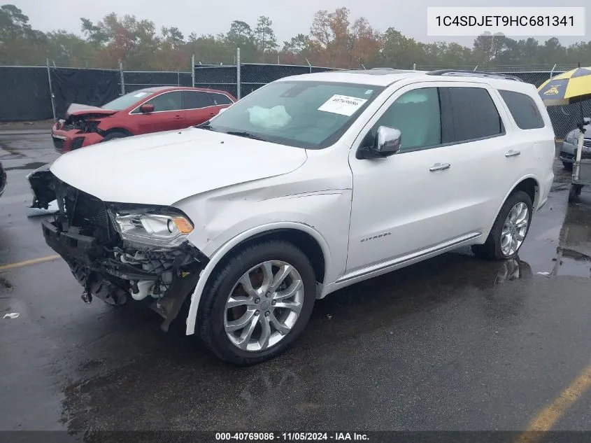 1C4SDJET9HC681341 2017 Dodge Durango Citadel