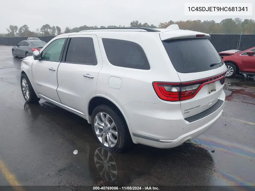 1C4SDJET9HC681341 2017 Dodge Durango Citadel