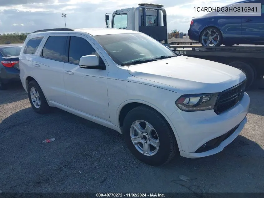 2017 Dodge Durango Gt Rwd VIN: 1C4RDHDG3HC816941 Lot: 40770272