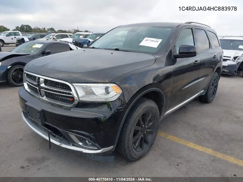 2017 Dodge Durango Sxt Awd VIN: 1C4RDJAG4HC883978 Lot: 40770410