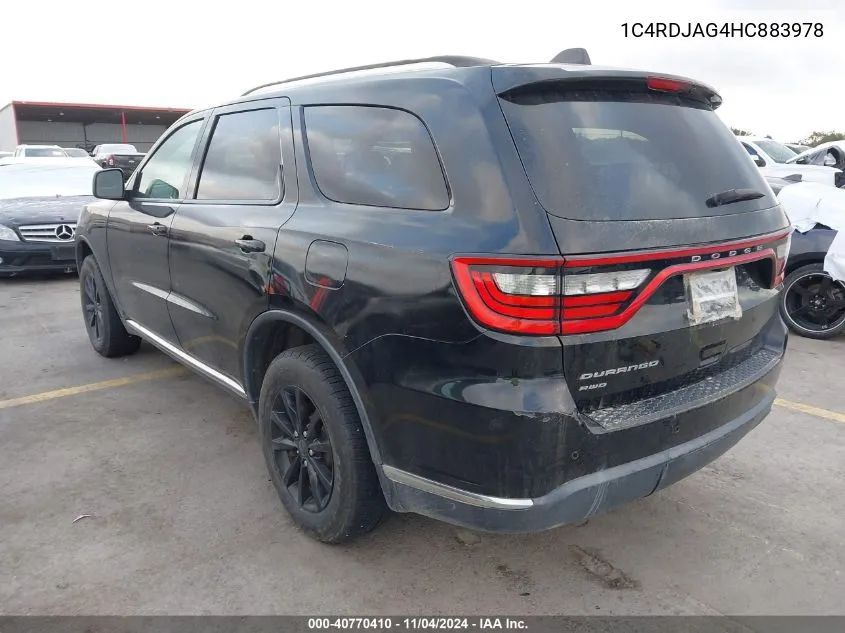 2017 Dodge Durango Sxt Awd VIN: 1C4RDJAG4HC883978 Lot: 40770410