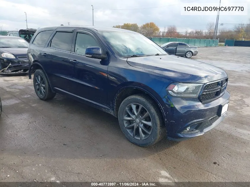 2017 Dodge Durango Gt Awd VIN: 1C4RDJDG9HC697770 Lot: 40773997