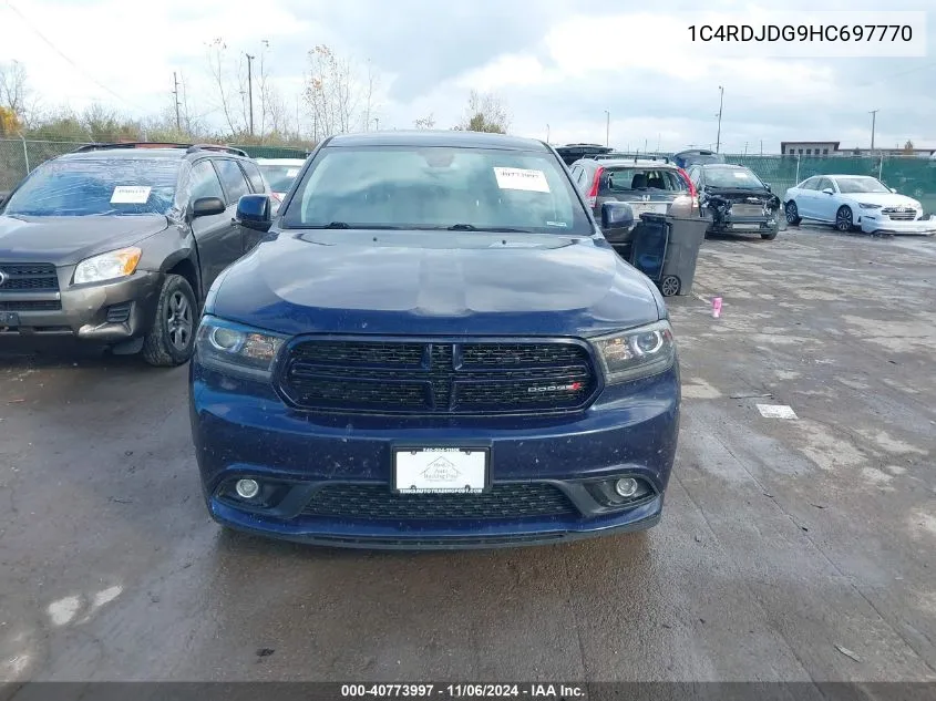 2017 Dodge Durango Gt Awd VIN: 1C4RDJDG9HC697770 Lot: 40773997